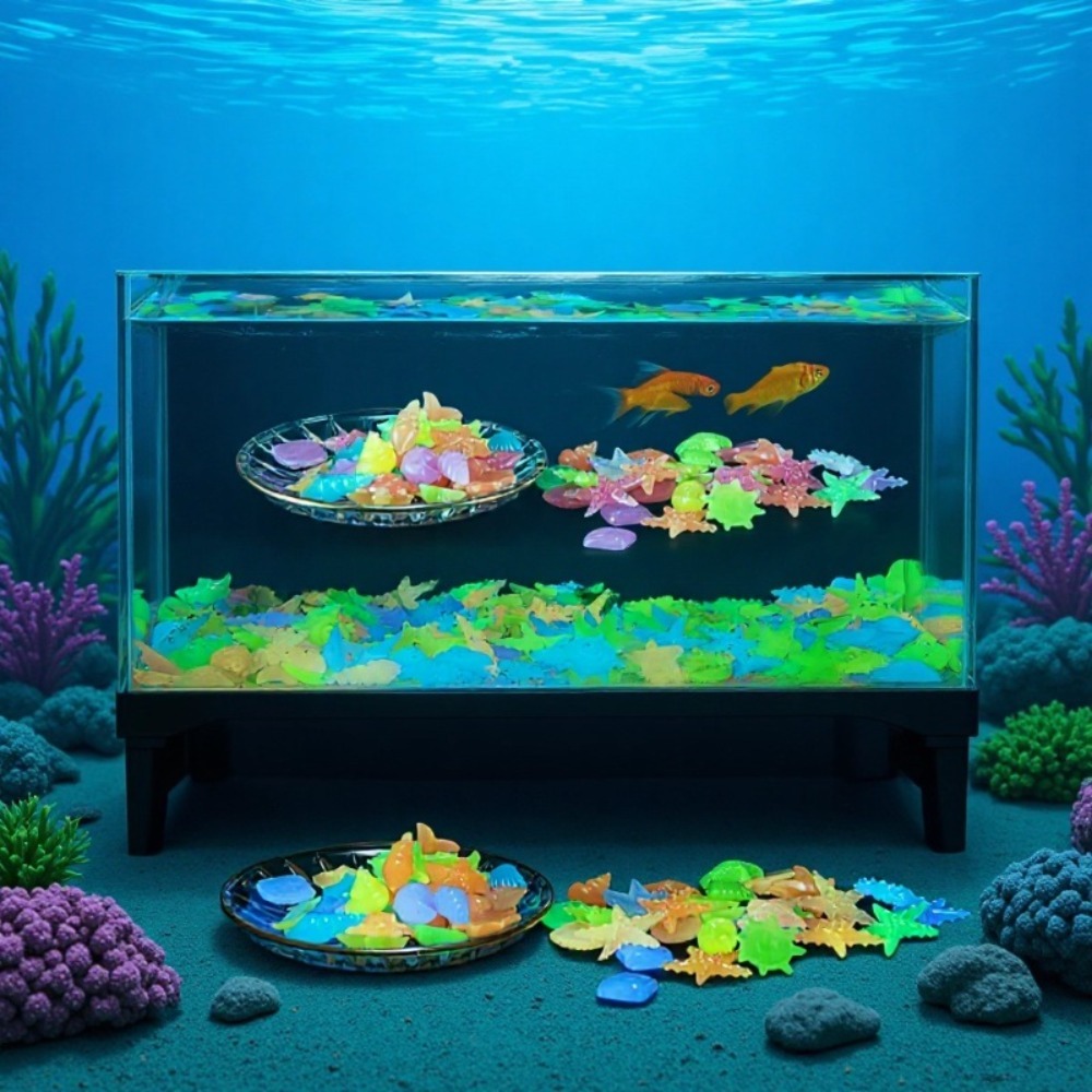 Aquarium Fish Gallery - 빛나는 해양석, 형광 조개껍데기, 화려한 불가사리