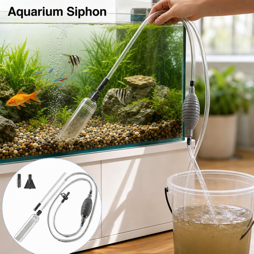 Cleaner Fish Aquarium - 수동식 어항 사이펀 물갈이 키트, 자갈