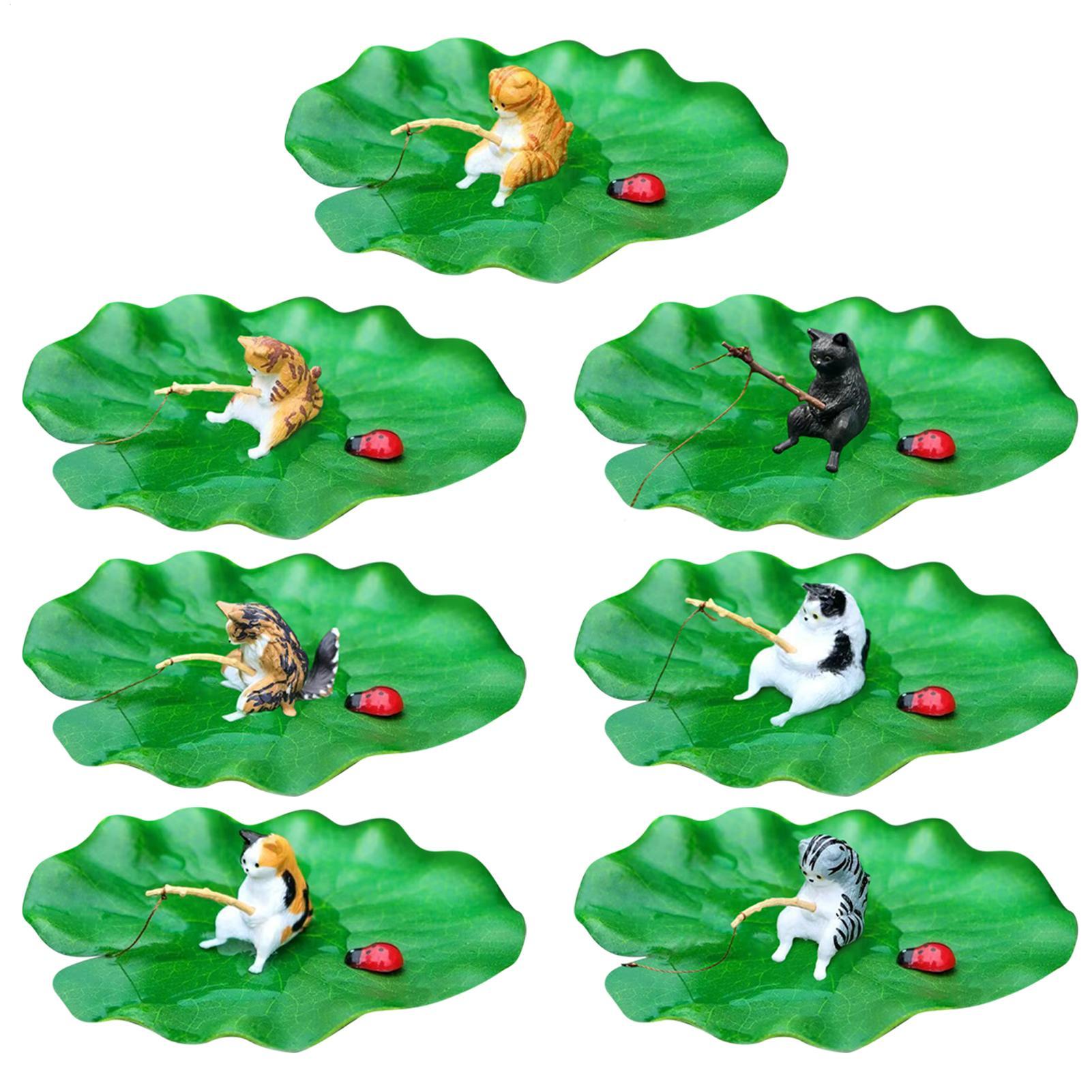 떠다니는 연잎 위에서 낚시를 하는 고양이 모형 장식품, - Fish Toys For Aquarium 리뷰 및 가격
