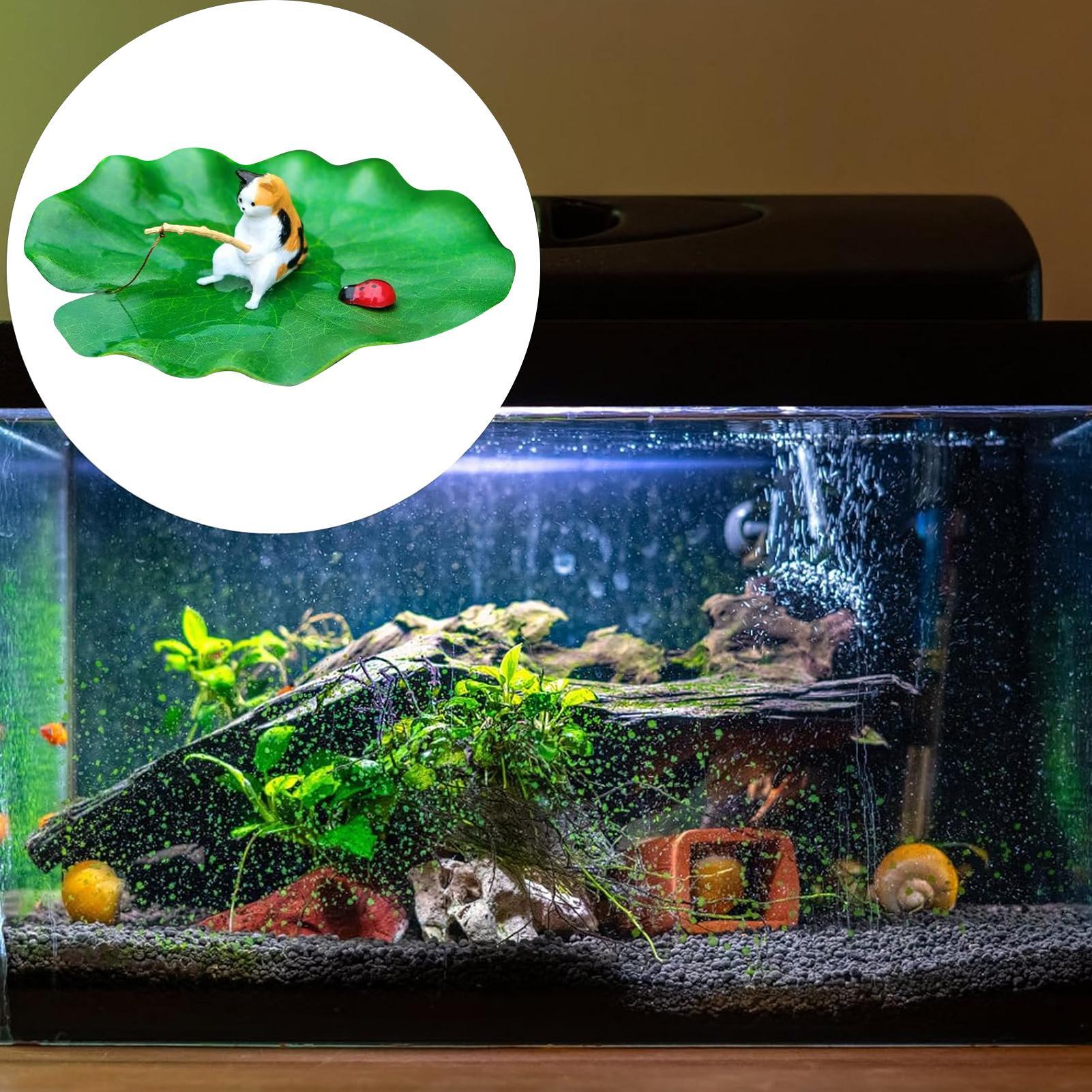 떠다니는 연잎 위에서 낚시를 하는 고양이 모형 장식품, - Fish Toys For Aquarium 리뷰 및 가격