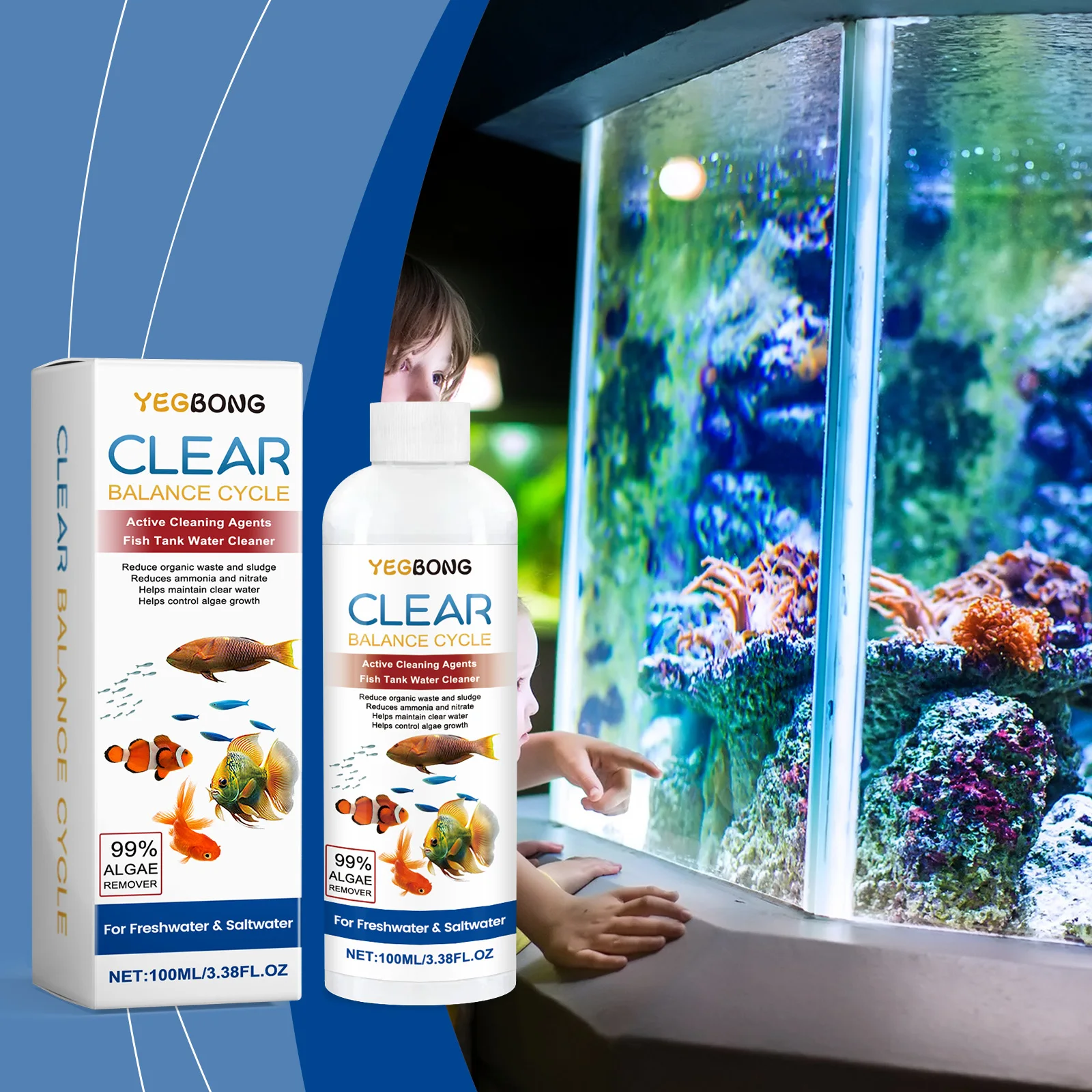 수조용 조류 제거제, 더러운 물을 투명하게 하고 폐기물 - Aquarium Fish Green 리뷰 및 가격