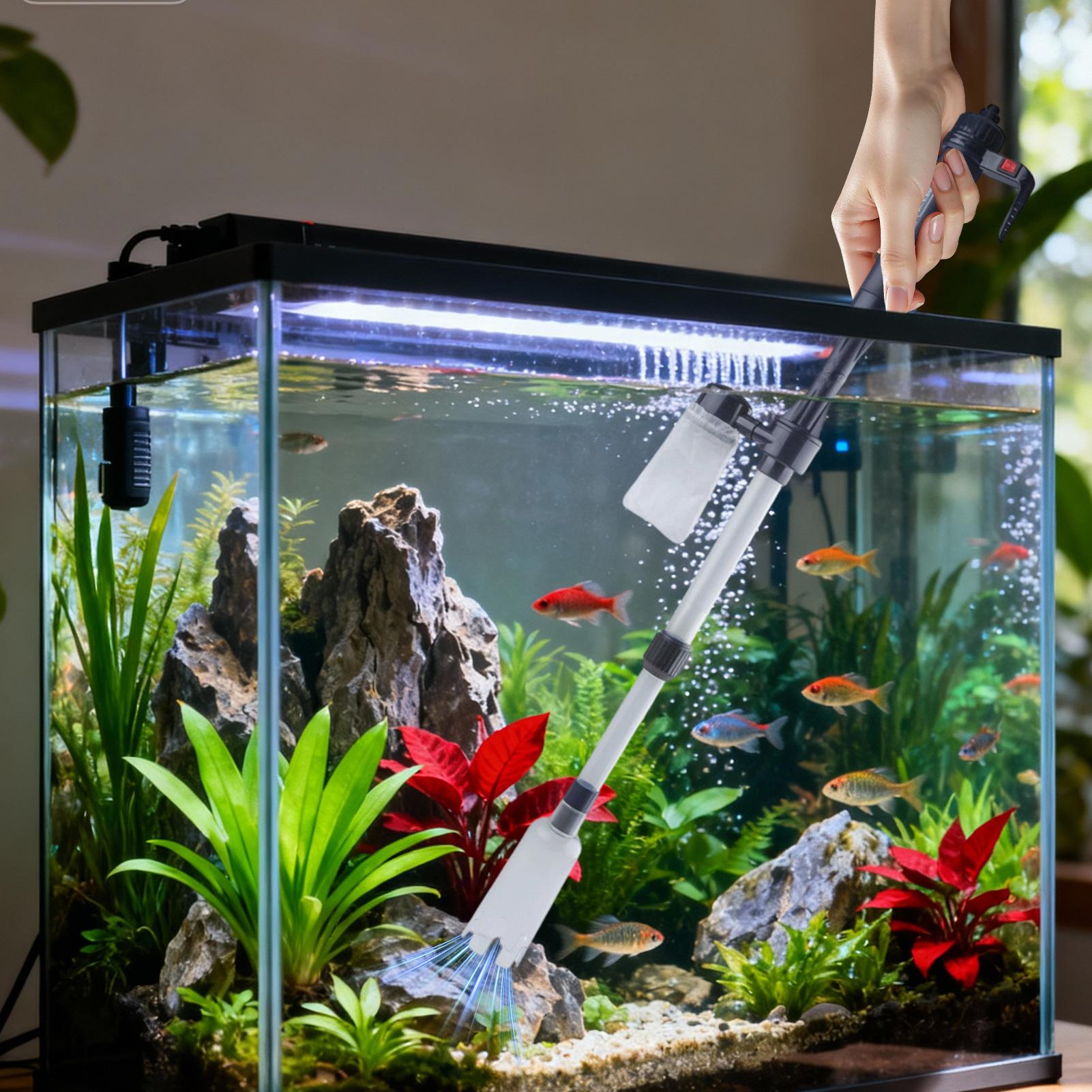 수족관 자갈 청소기, 텔레스코픽 전동 조절식 강력한 어 - Cleaner Fish Aquarium 리뷰 및 가격