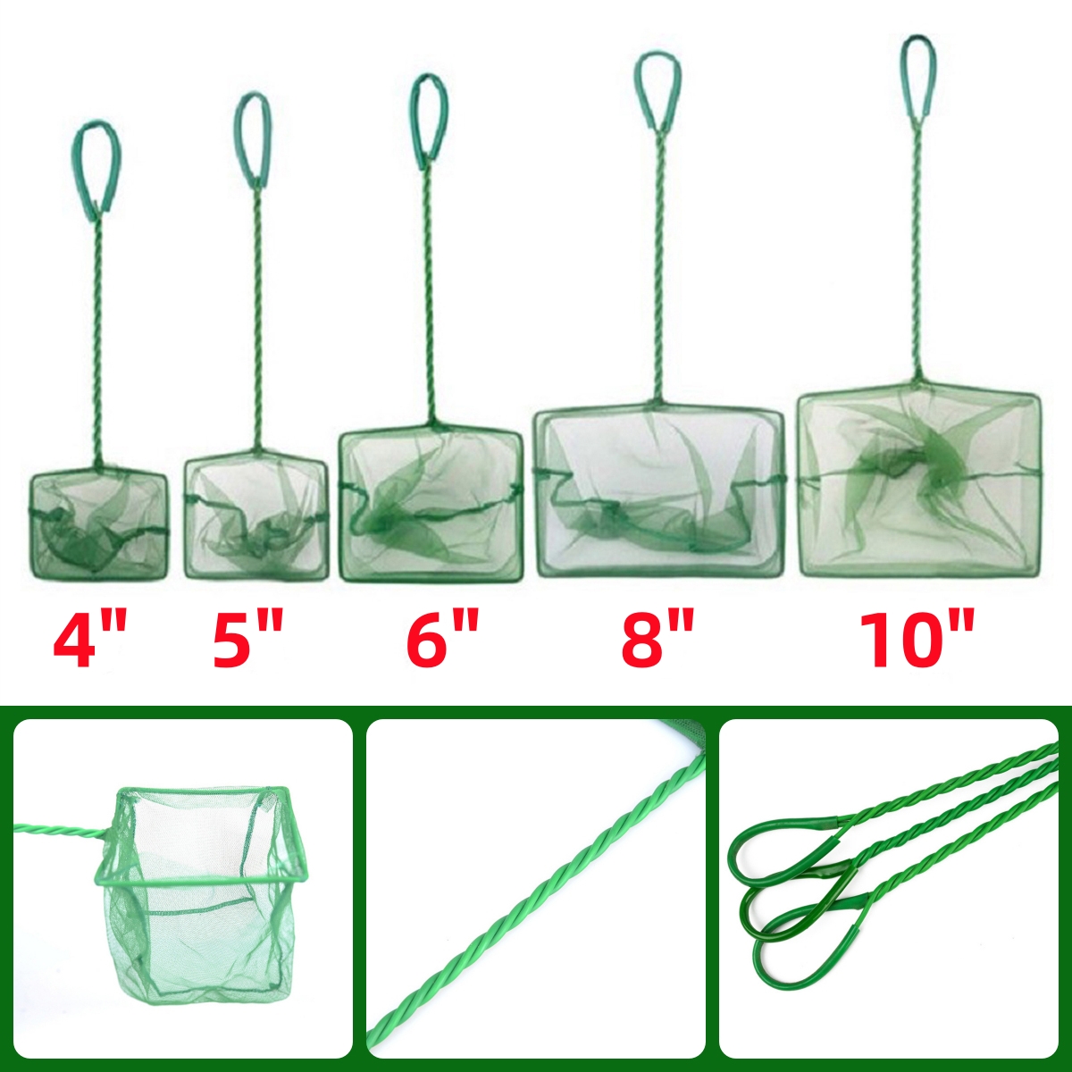 3 ~ 10 인치 휴대용 나일론 녹색 물고기 그물 수족 - Aquarium Fish Green 리뷰 및 가격
