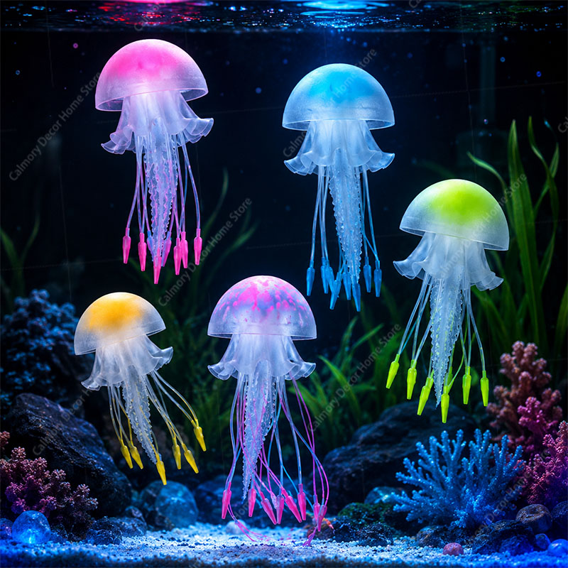 창의적인 시뮬레이션된 떠다니는 형광 발광 효과 해파리  - Fish Toys For Aquarium 리뷰 및 가격